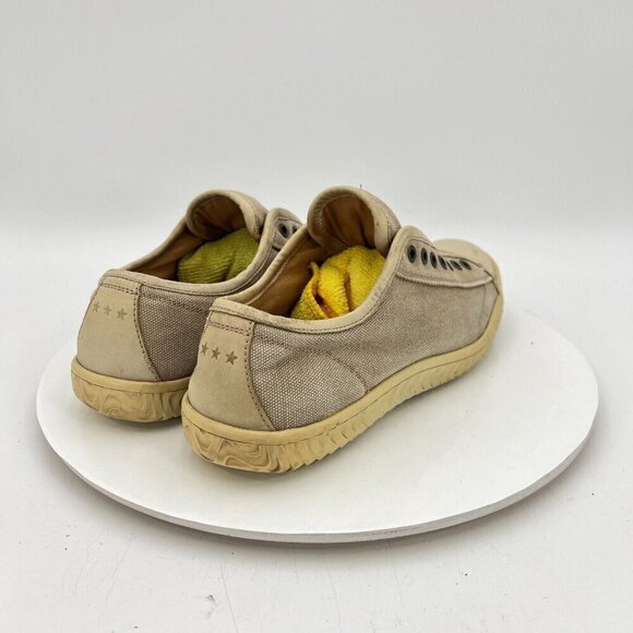 John Varvatos Men Size 7M Cream Washed Canvas Leather Pull On Laceless Shoes - Picture 5 of 15